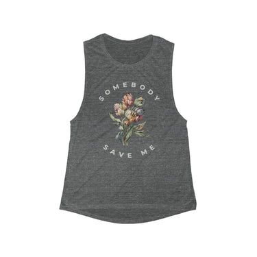 Jelly Somebody Save Me Floral Muscle Tank - Sunlit Funlit Country Music Tees